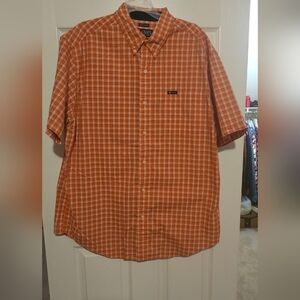 Chaps Easy Care Men's Orange Plaid Casual Shirt Sz XL
